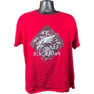 LACK HAWK REGIMENT Spirit Tee - Red Graphic Print Crewneck Streetwear